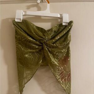 Olive Green Floral Crop Top